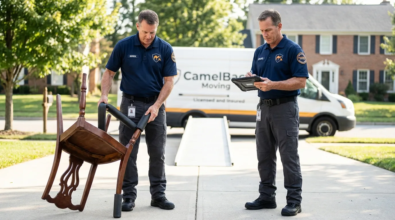 Movers inspecting furniture for damage prevention before loading in Greenbrier, TN