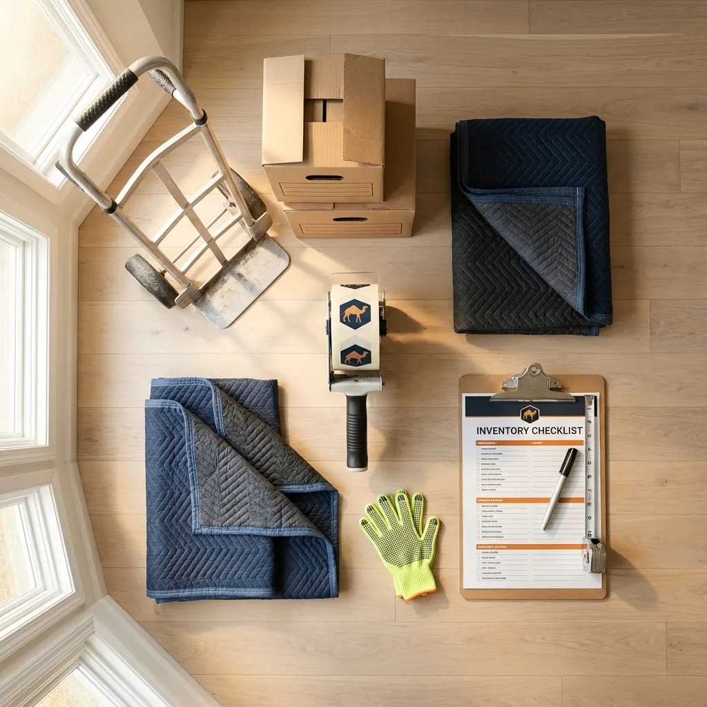Professional moving supplies and packing materials layout for Greenbrier residential relocations